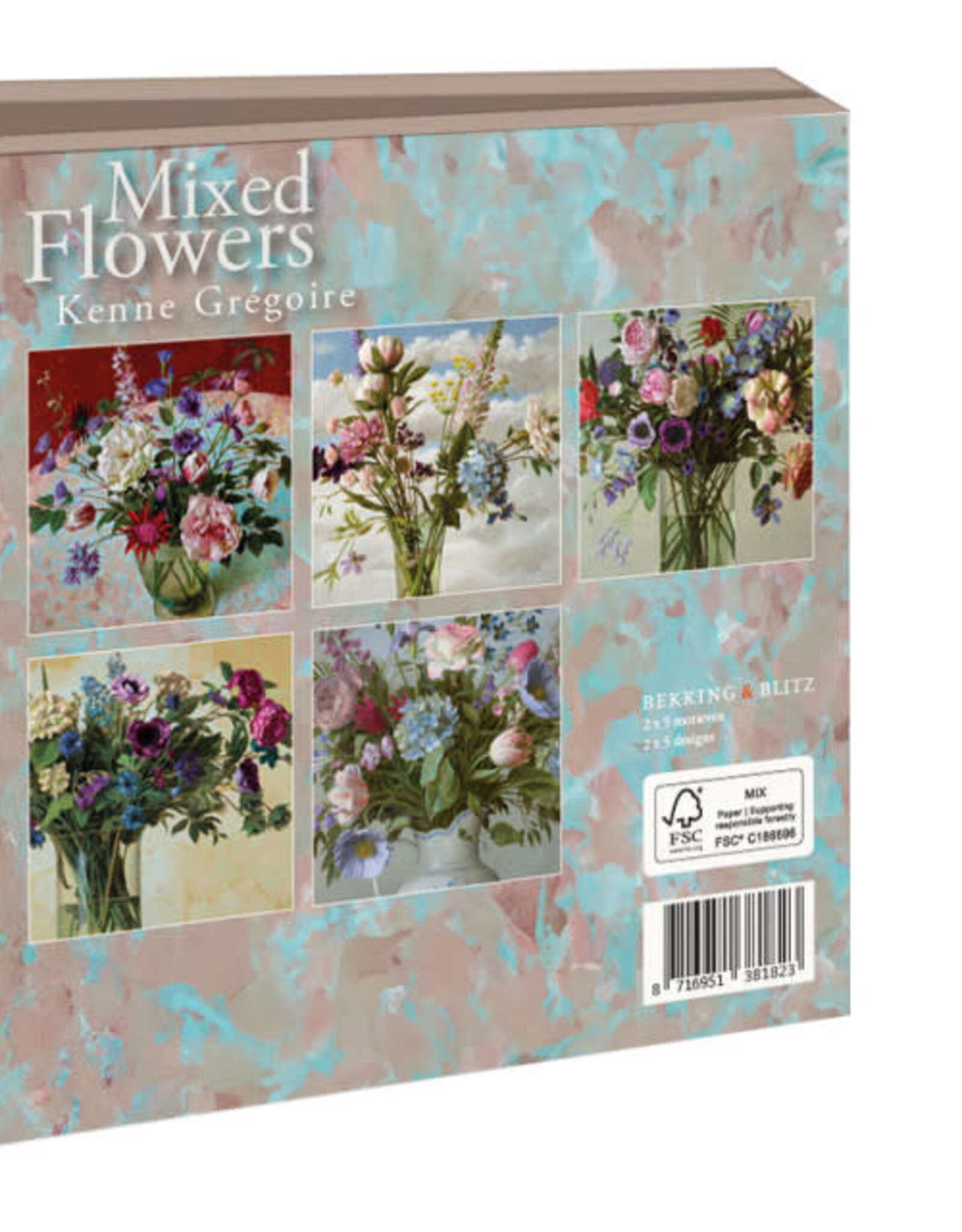 Kaartenmapje met env, vierkant: Mixed Flowers, Kenne Grégoire