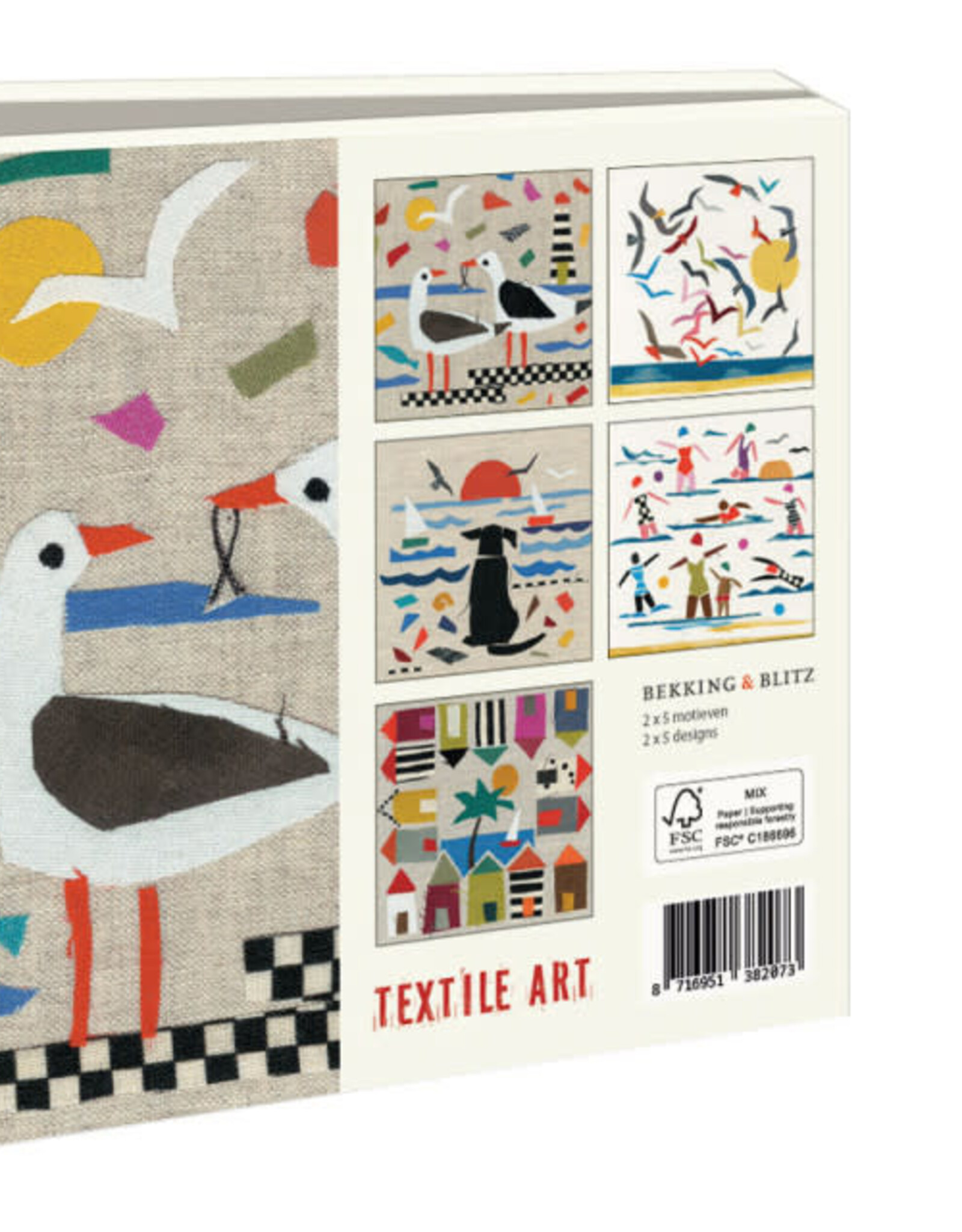 Kaartenmapje met env, vierkant: Textile Art, Jenny Frean