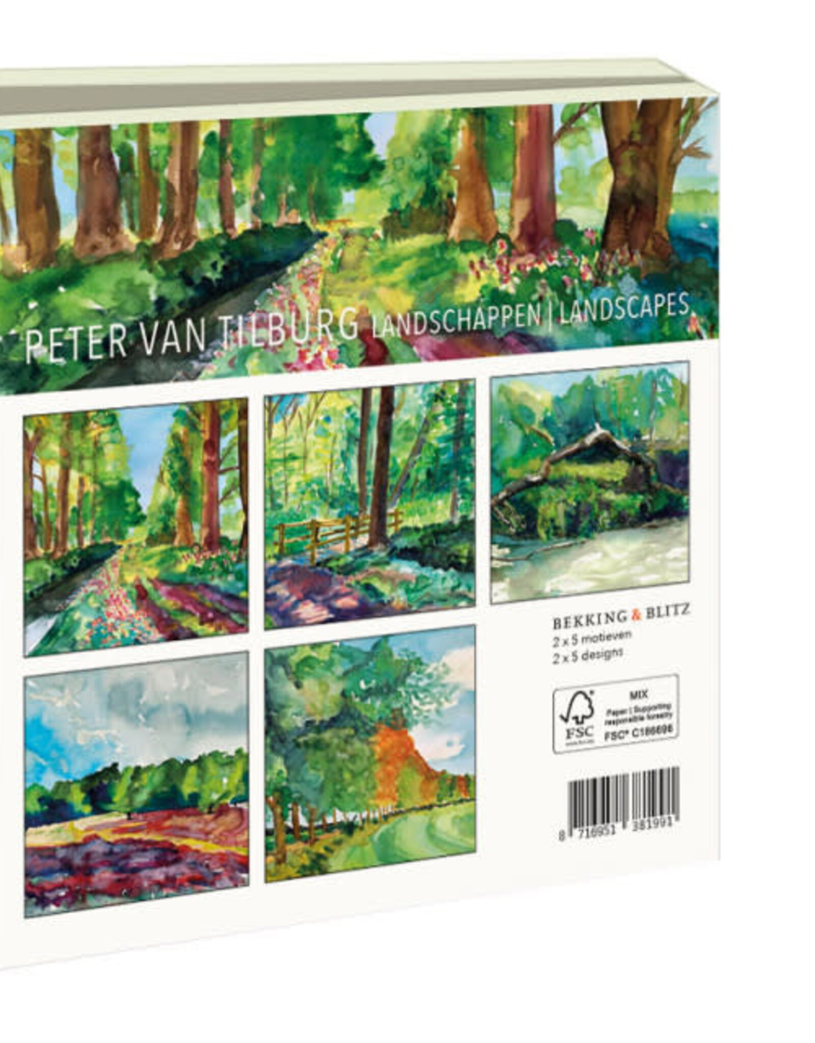 Kaartenmapje met env, vierkant: Landschappen, Peter van Tilburg