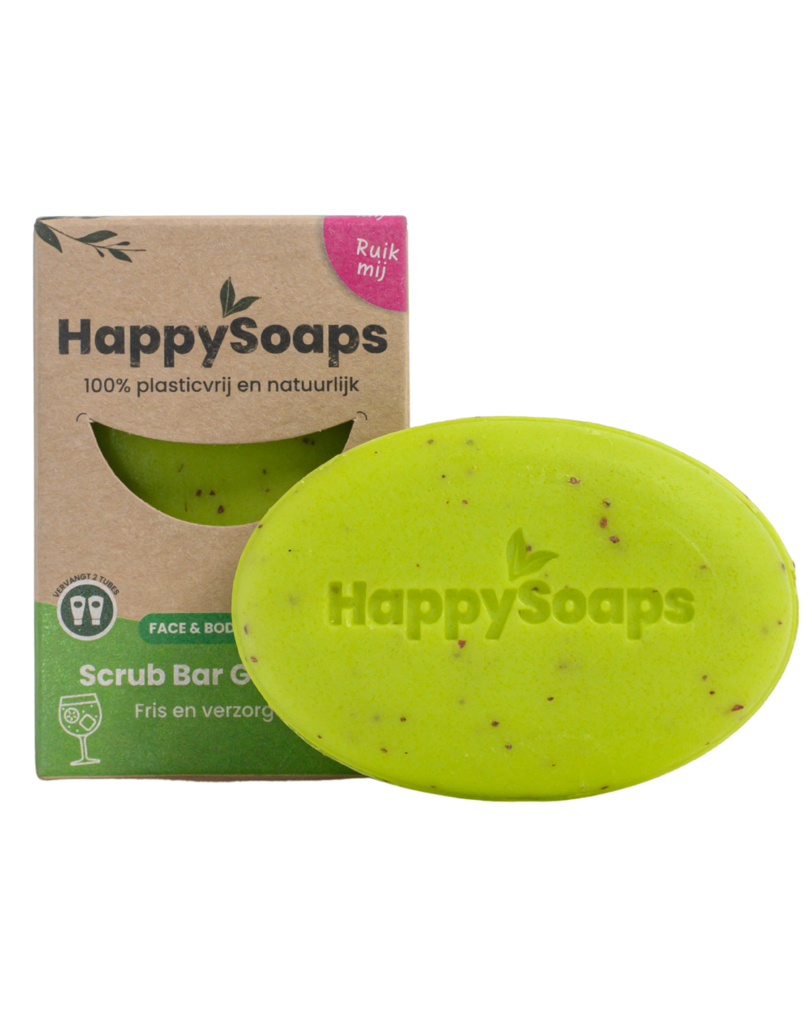 HappySoaps Scrub Bar Gin Tonic + Gratis Reisblikje
