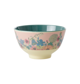 Rice Kom Melamine Small met Flower Collage Print zacht roze - Rice