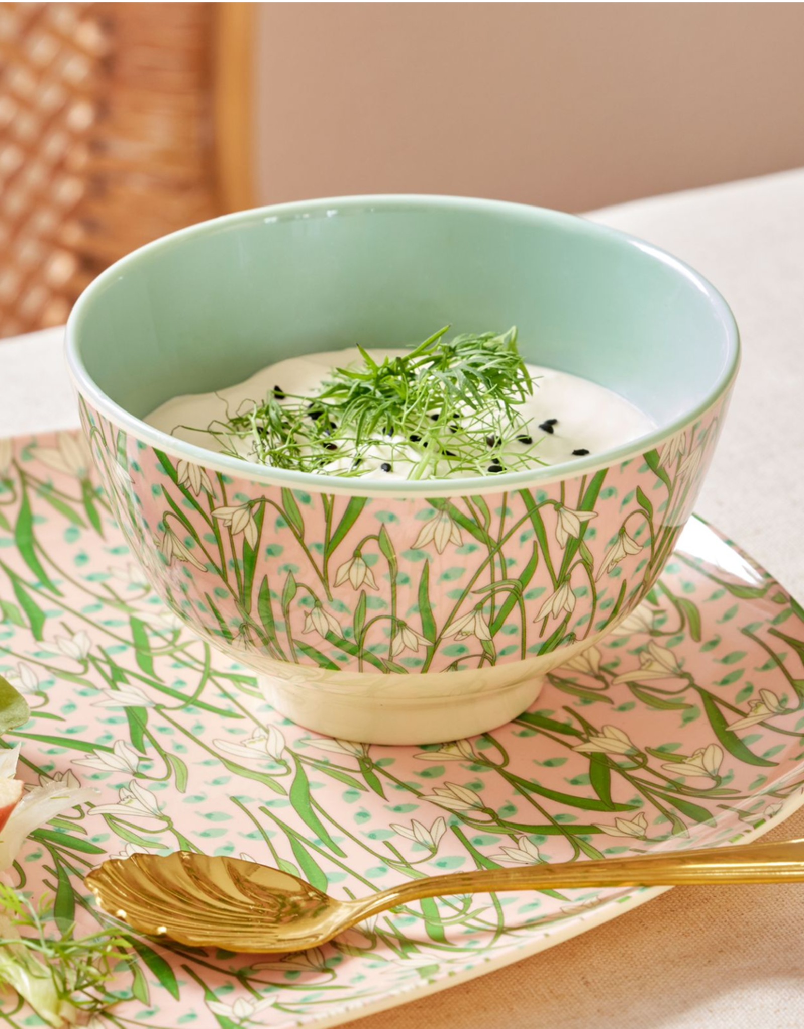 Rice Kom Melamine Small met Snowdrop Print - Rice