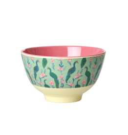 Rice Kom Melamine Small met Peacock Power Print - Rice