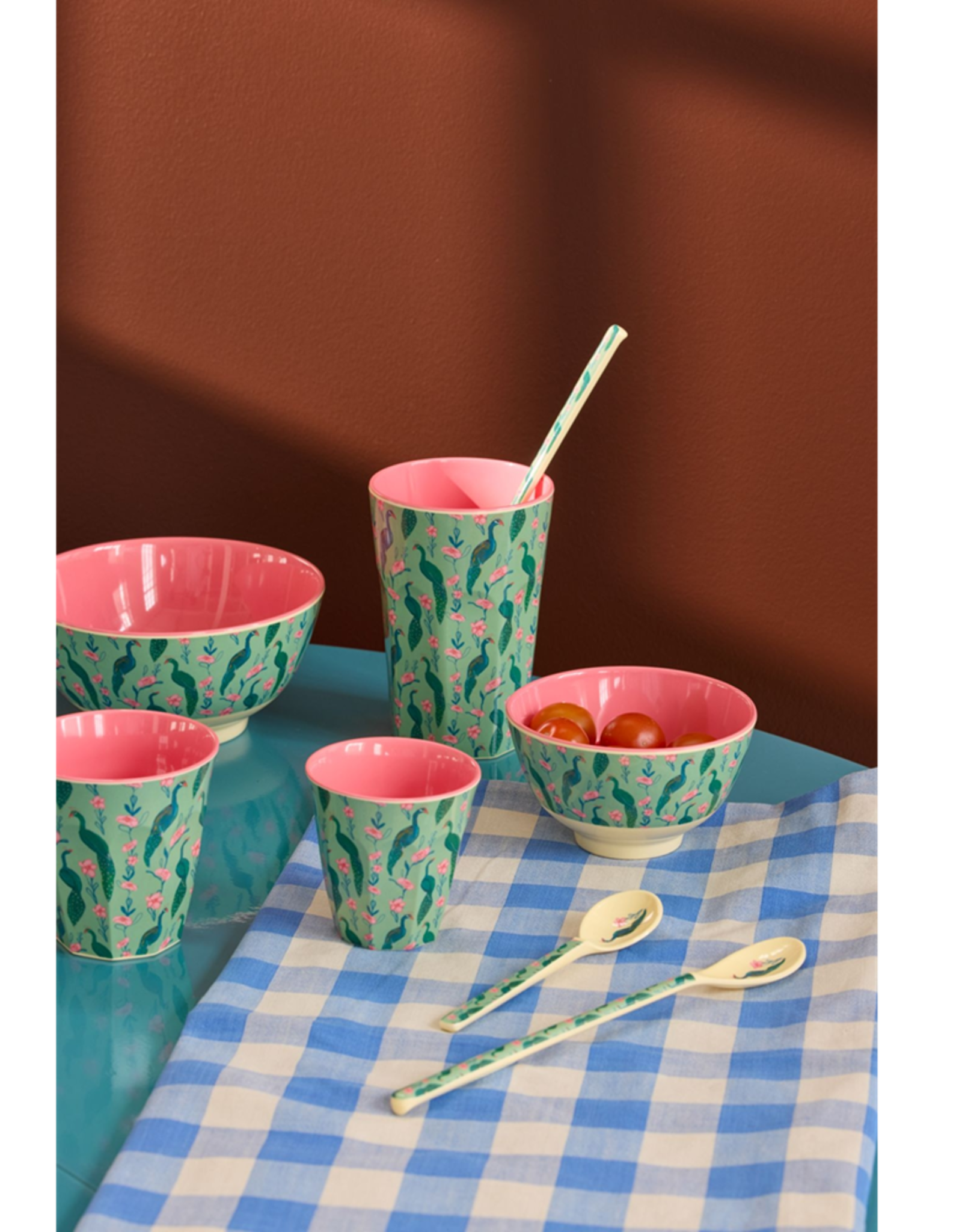 Rice Kom Melamine Small met Peacock Power Print - Rice