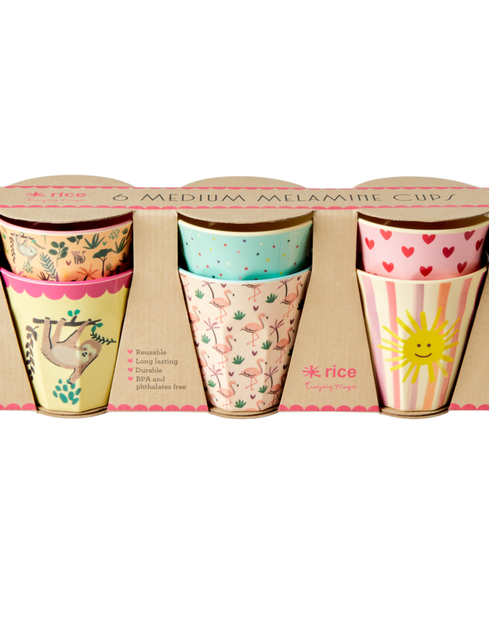 Rice Set Medium Melamine Bekers roze - Rice