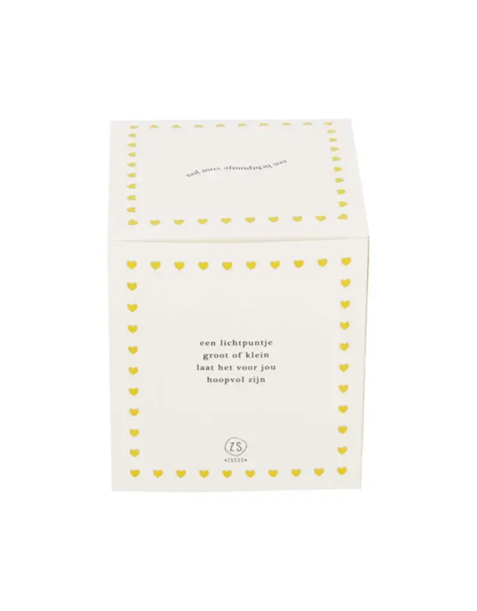 Zusss Geurkaars keramiek in doosje "Een lichtpuntje Hart" wit/goud - Zusss