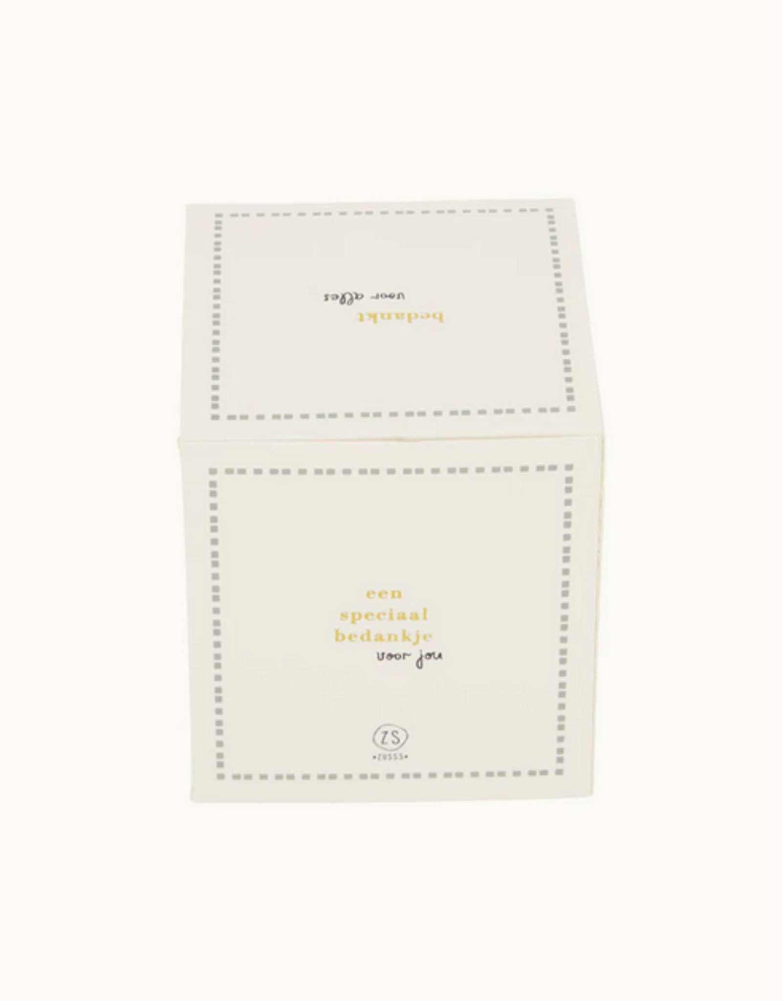 Zusss Geurkaars keramiek in doosje "Bedankt" wit/goud - Zusss