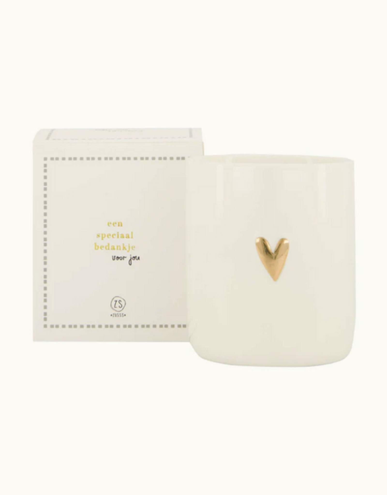 Zusss Geurkaars keramiek in doosje "Bedankt" wit/goud - Zusss