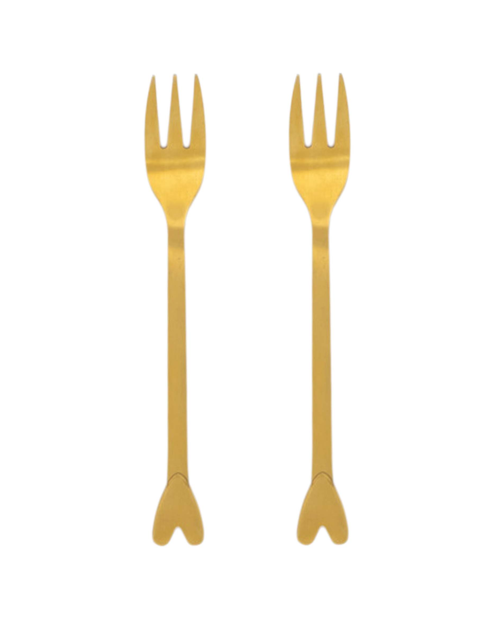 Zusss Set van 2 Vorkjes Hartje goud - Zusss