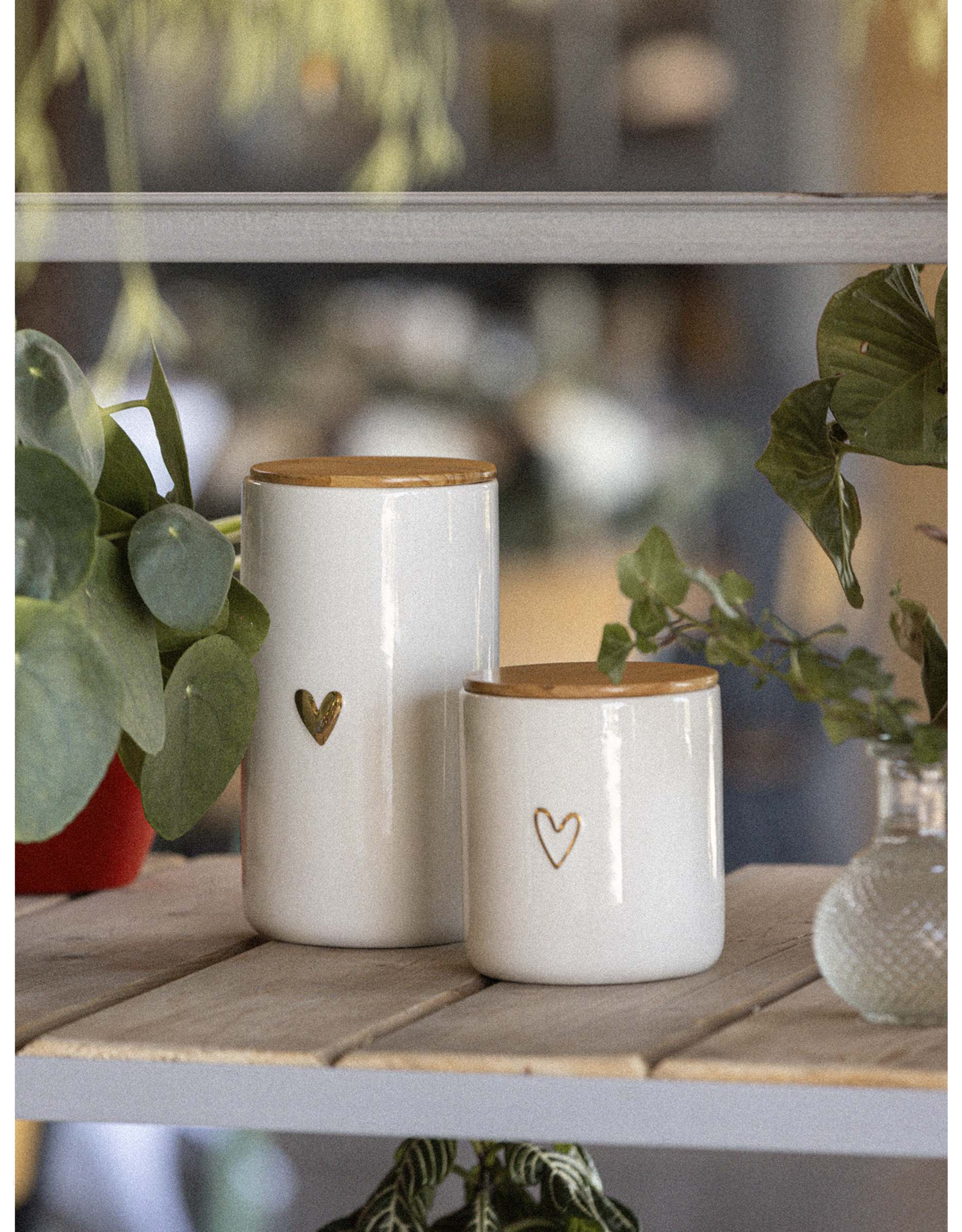 Zusss Voorraadpot met Deksel Keramiek L Hartje wit/goud - Zusss