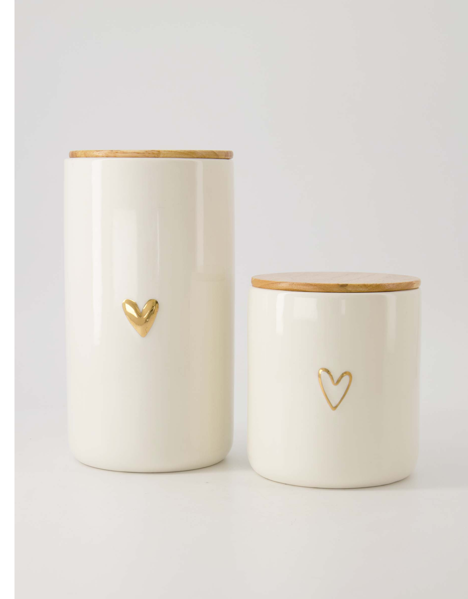 Zusss Voorraadpot met Deksel Keramiek M Lijn Hartje wit/goud - Zusss