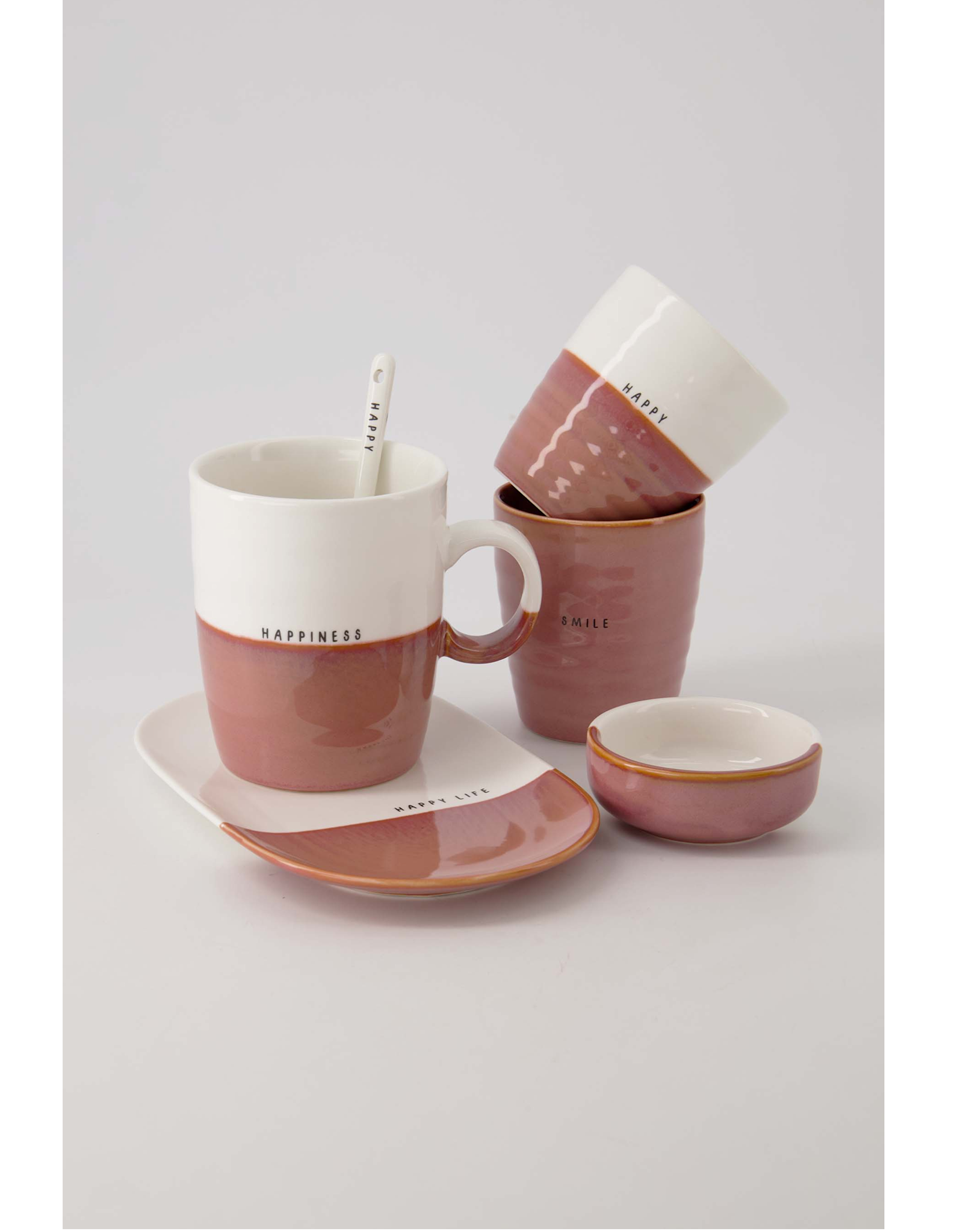 Zusss Koffiemok Happy wit/burgundy - Zusss