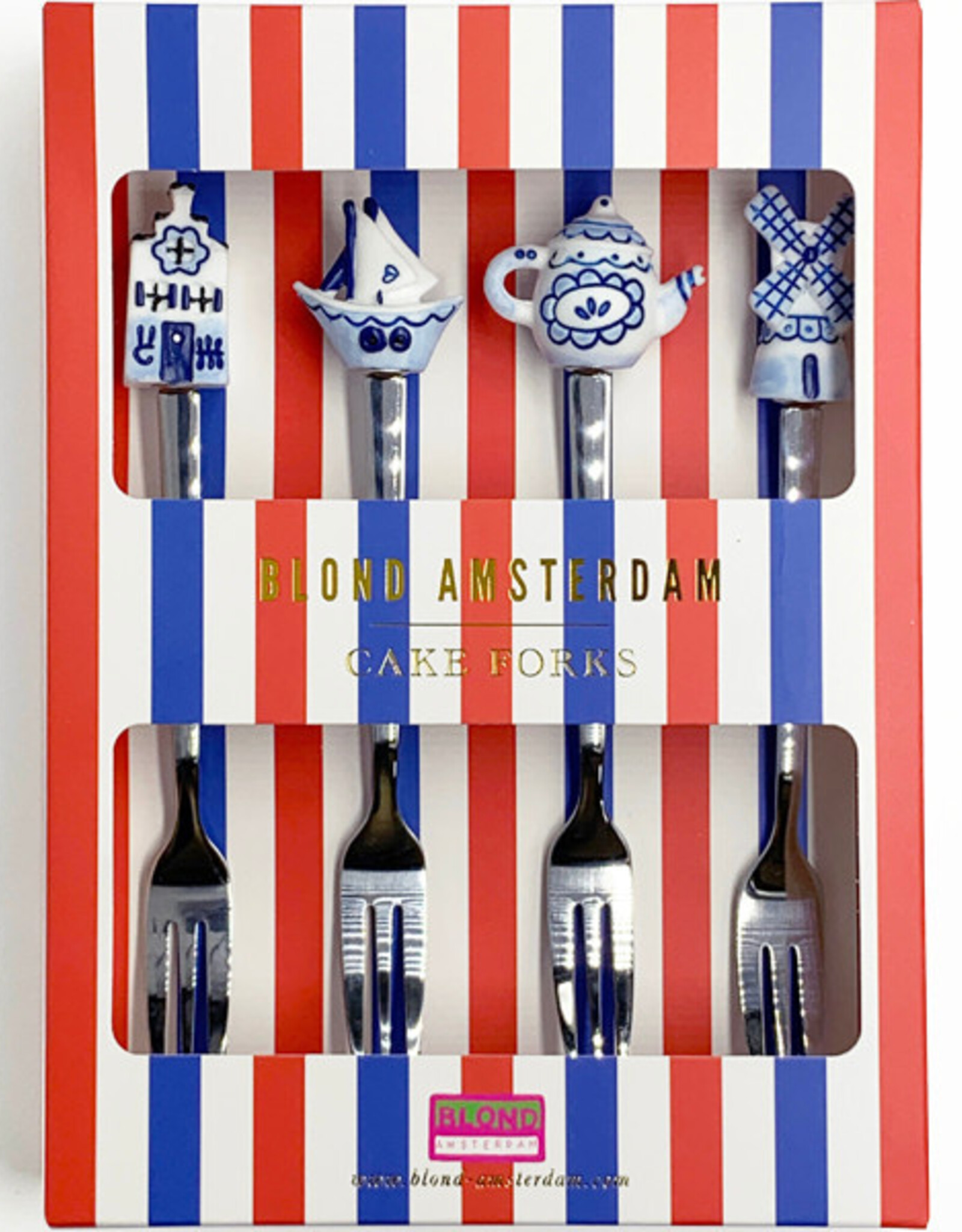 Blond Amsterdam Set van 4 Taart Vorkjes "Delfts Blond" - Blond Amsterdam