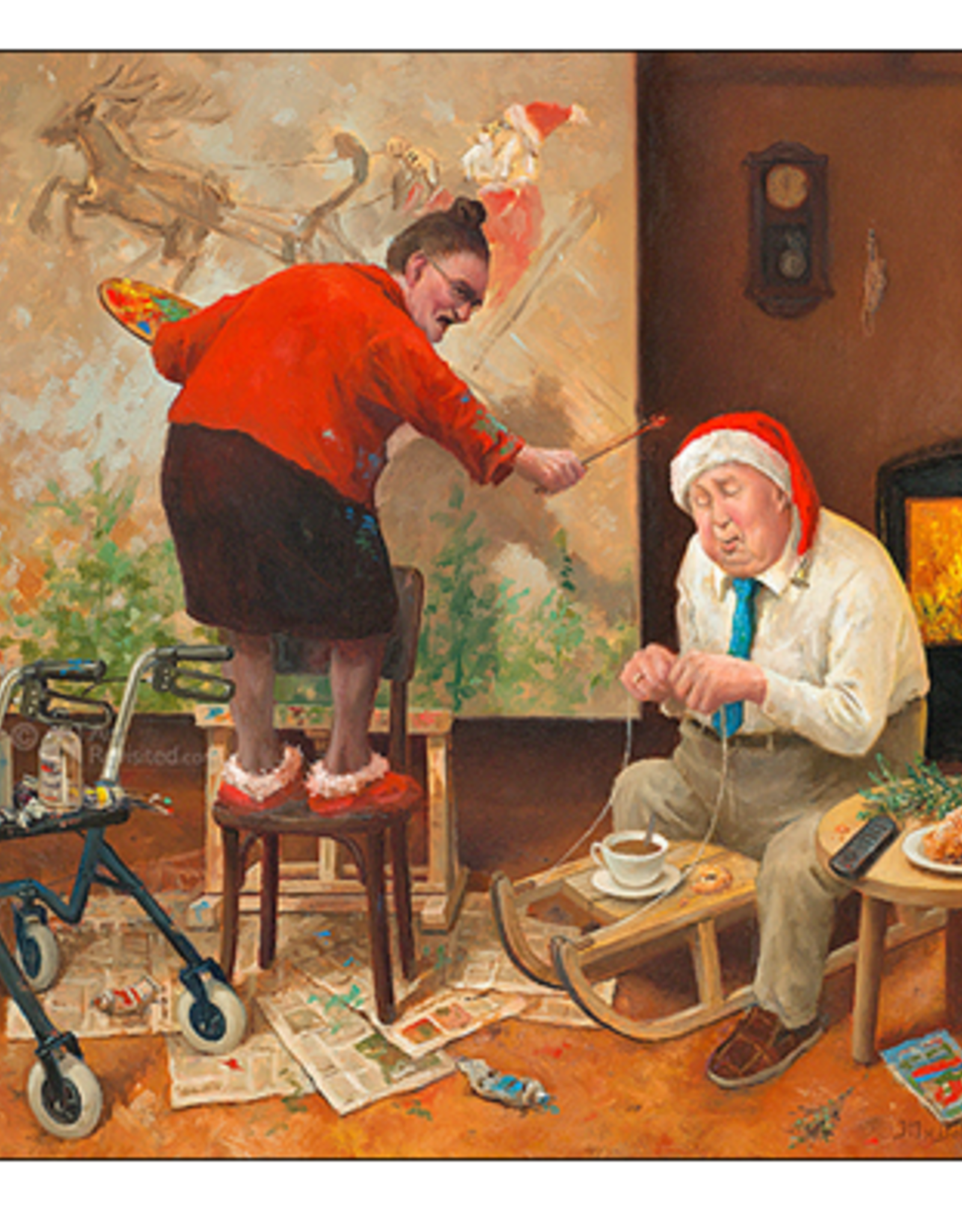 Kerstkaarten 5 stuks "Ho, ho, ho... Wakker Blijven!" - Marius van Dokkum