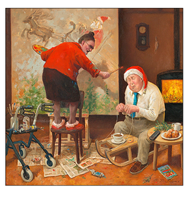 Kerstkaarten 5 stuks "Ho, ho, ho... Wakker Blijven!" - Marius van Dokkum