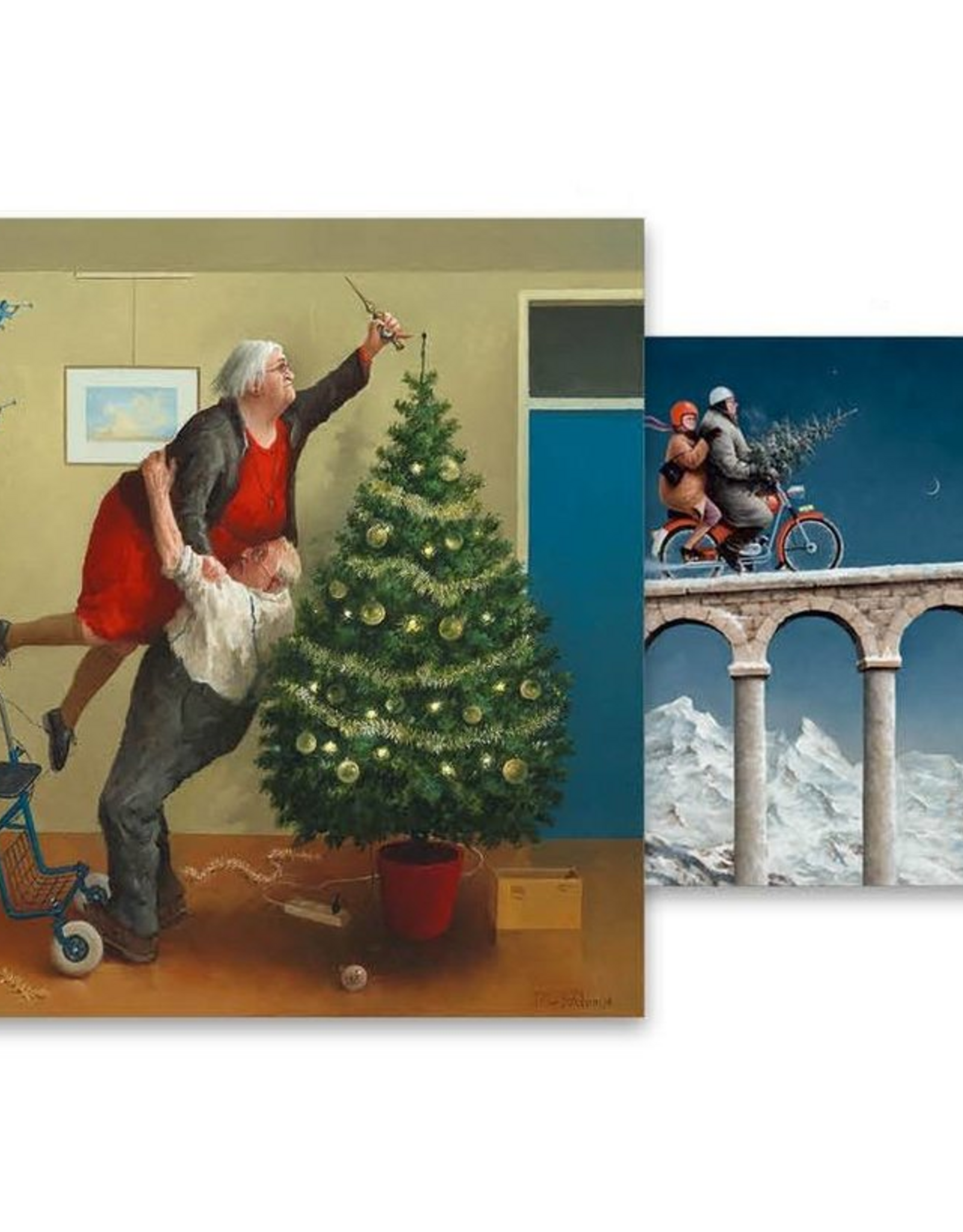 Kerstkaarten Kerstengeltjes / Wegomlegging 2x5stuks - Marius van Dokkum