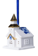 Heinen Delfts Blauw Kerstornament Kerk - Heinen Delfts Blauw
