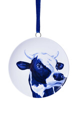 Heinen Delfts Blauw Kerstornament Wandbordje Koe 6cm - Heinen Delfts Blauw
