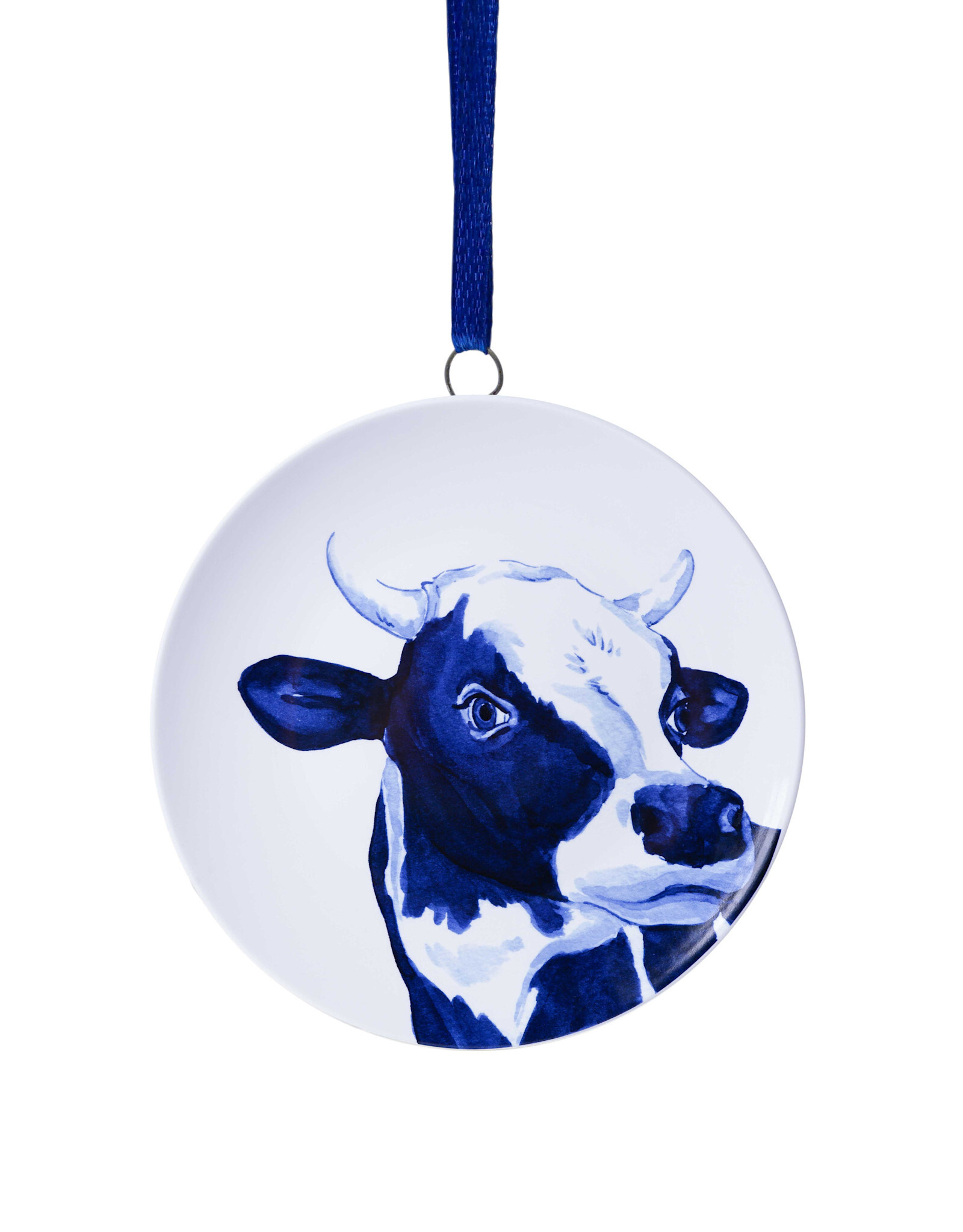 Heinen Delfts Blauw Kerstornament Wandbordje Koe 6cm - Heinen Delfts Blauw