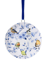 Heinen Delfts Blauw Kerstornament Wandbordje Bosvogels Bloesem 6cm - Heinen Delfts Blauw