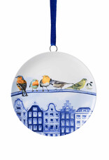 Heinen Delfts Blauw Kerstornament Wandbordje Bosvogels Stad 6cm - Heinen Delfts Blauw