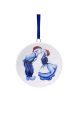 Heinen Delfts Blauw Kerstornament Wandbordje Kerstmuts Kuspaar 6cm - Heinen Delfts Blauw