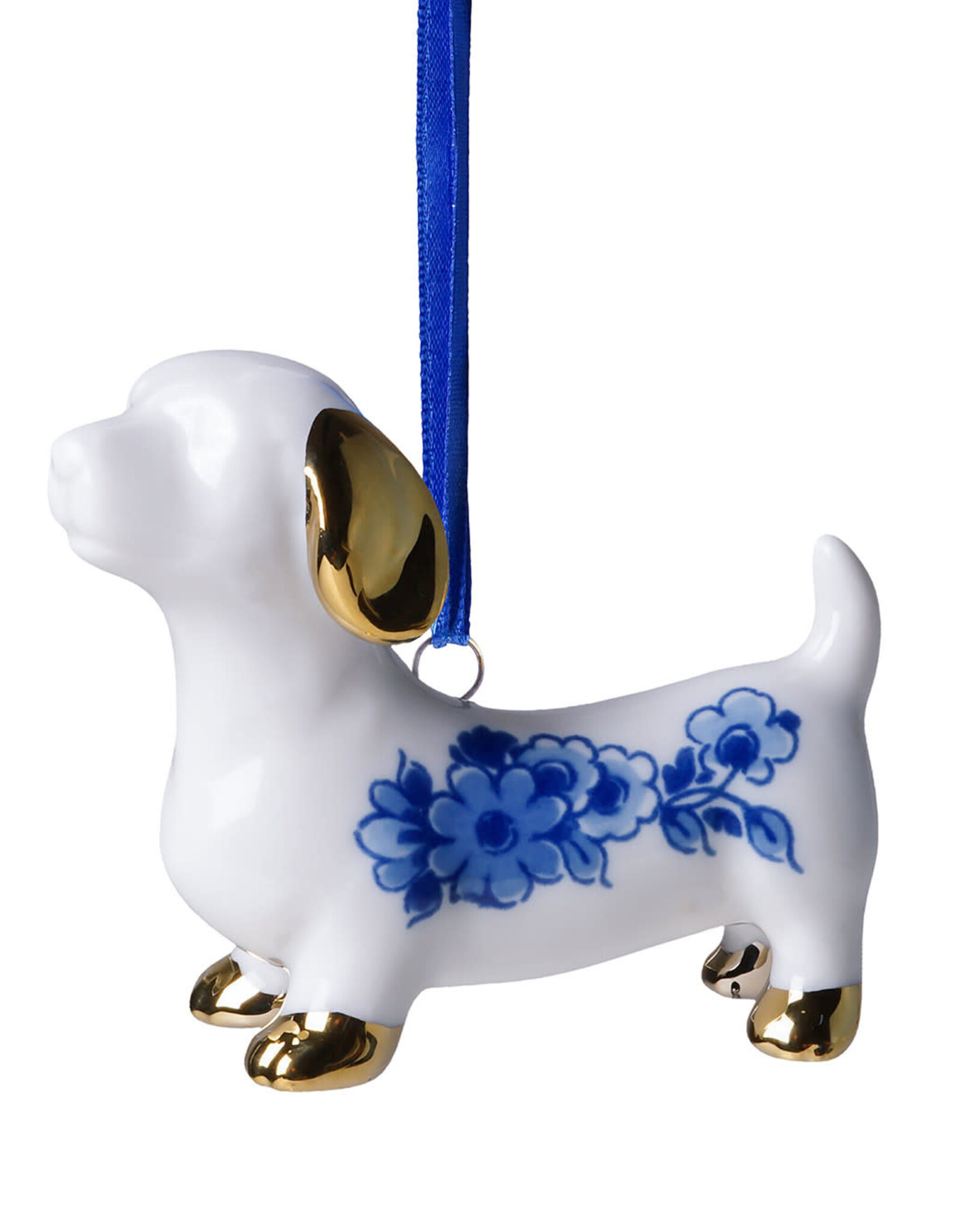 Heinen Delfts Blauw Kerstornament Teckel Heinen Delfts Blauw