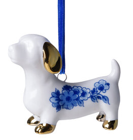 Heinen Delfts Blauw Kerstornament Teckel Heinen Delfts Blauw