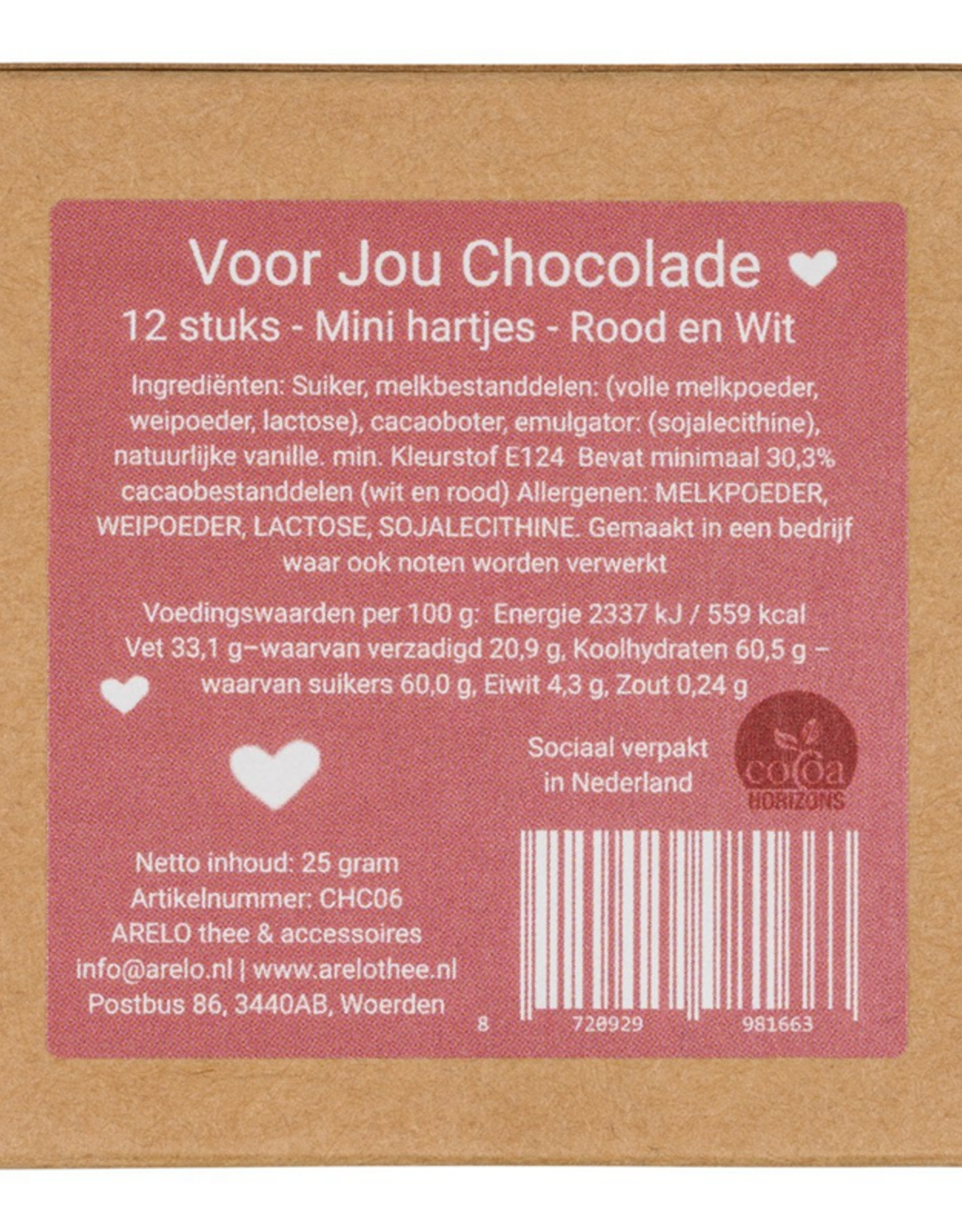 Voor Jou! Chocolade - Mini Hartjes 12 stuks