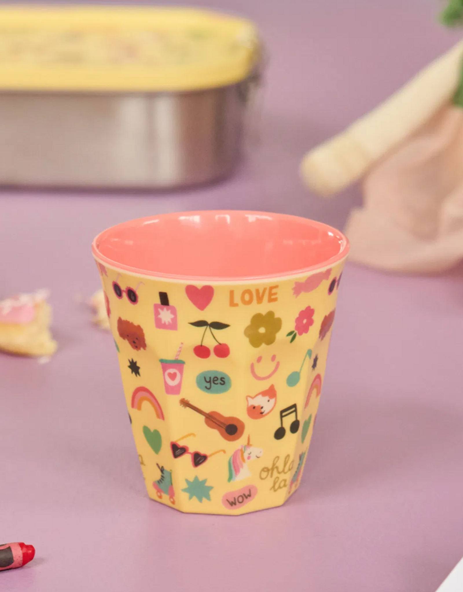 Rice Beker Melamine met Unicorn Love Print - Rice