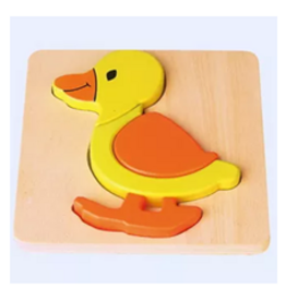 Houten Dierenpuzzel 15x15cm - Eend