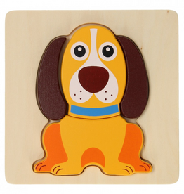 Houten Dierenpuzzel Hond 15x15cm - Jouéco