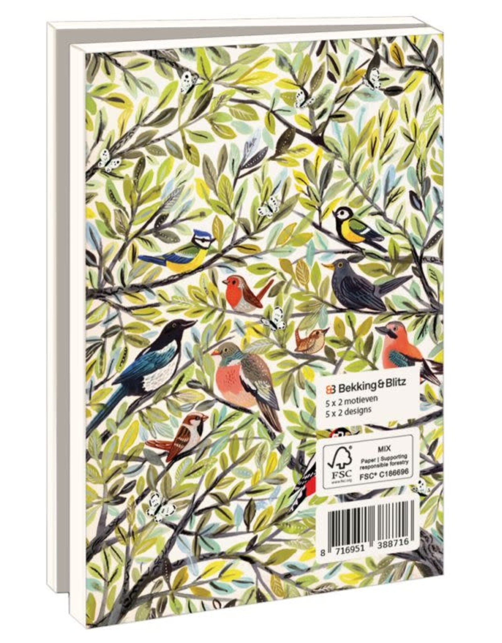 Kaartenmapje met env, klein: Vogels in de tuin, Miriam Bos