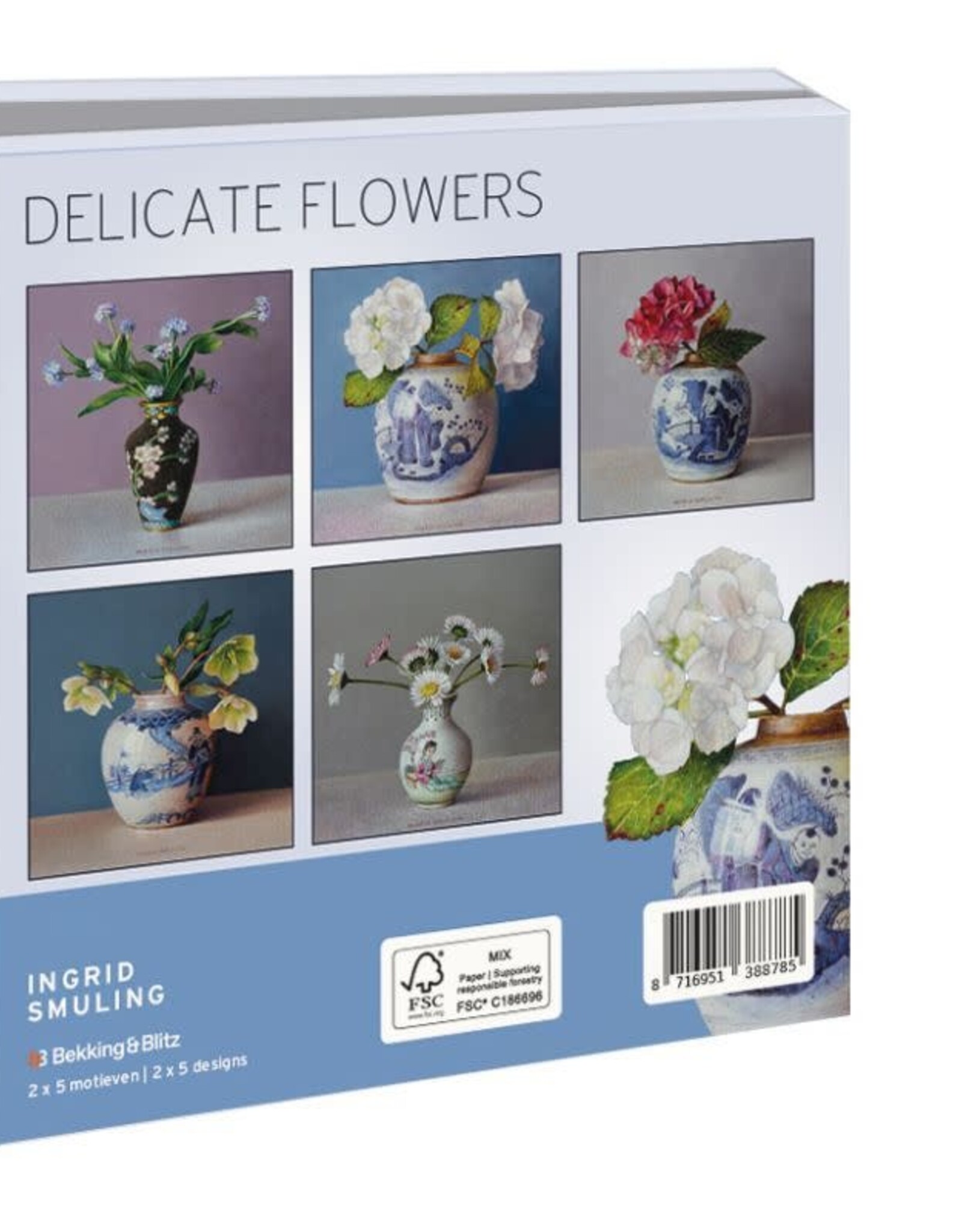 Kaartenmapje met env, vierkant:Delicate Flowers, Ingrid Smuling