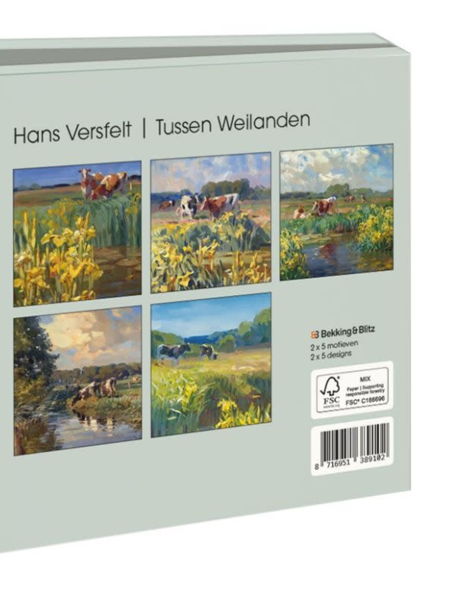 Kaartenmapje met env, vierkant: Tussen weilanden, Hans Versfelt