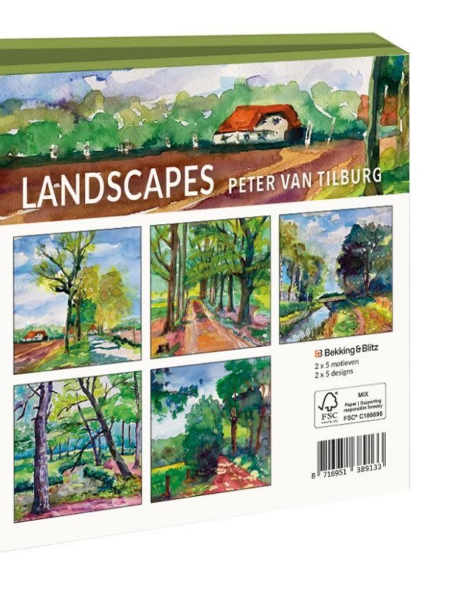 Kaartenmapje met env, vierkant: Landscapes, Peter van Tilburg
