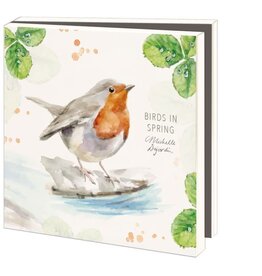 Kaartenmapje met env, vierkant:Birds in spring, Michelle Dujardin