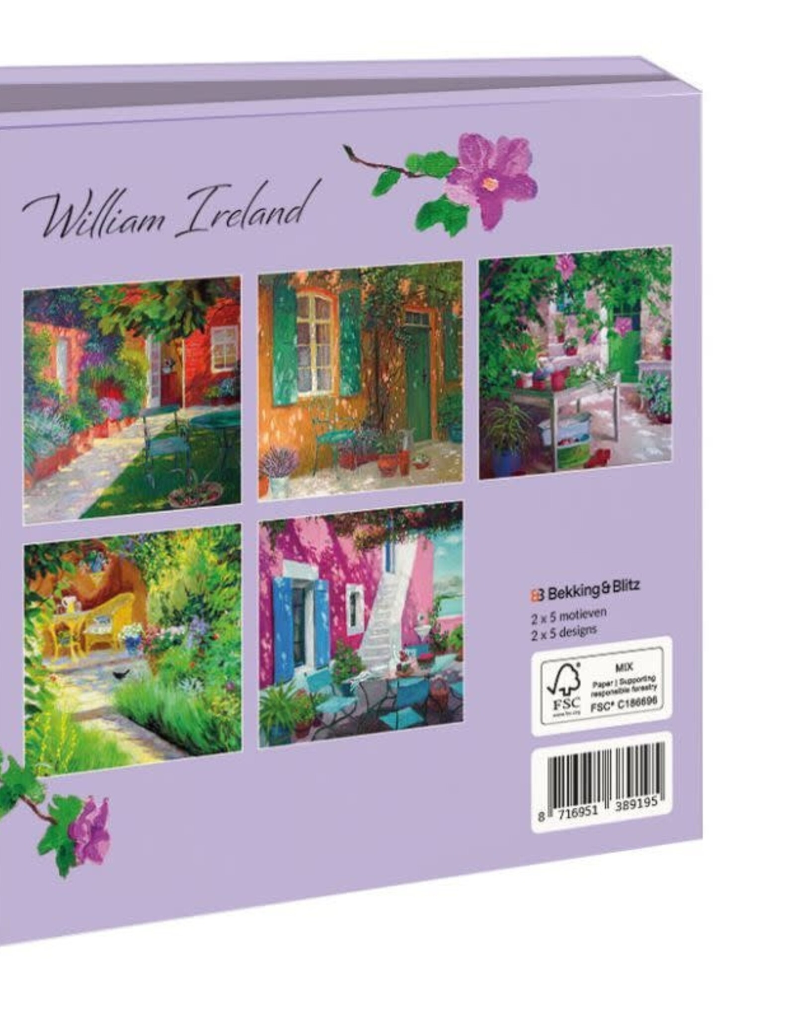 Kaartenmapje met env, vierkant:In the garden, William Ireland