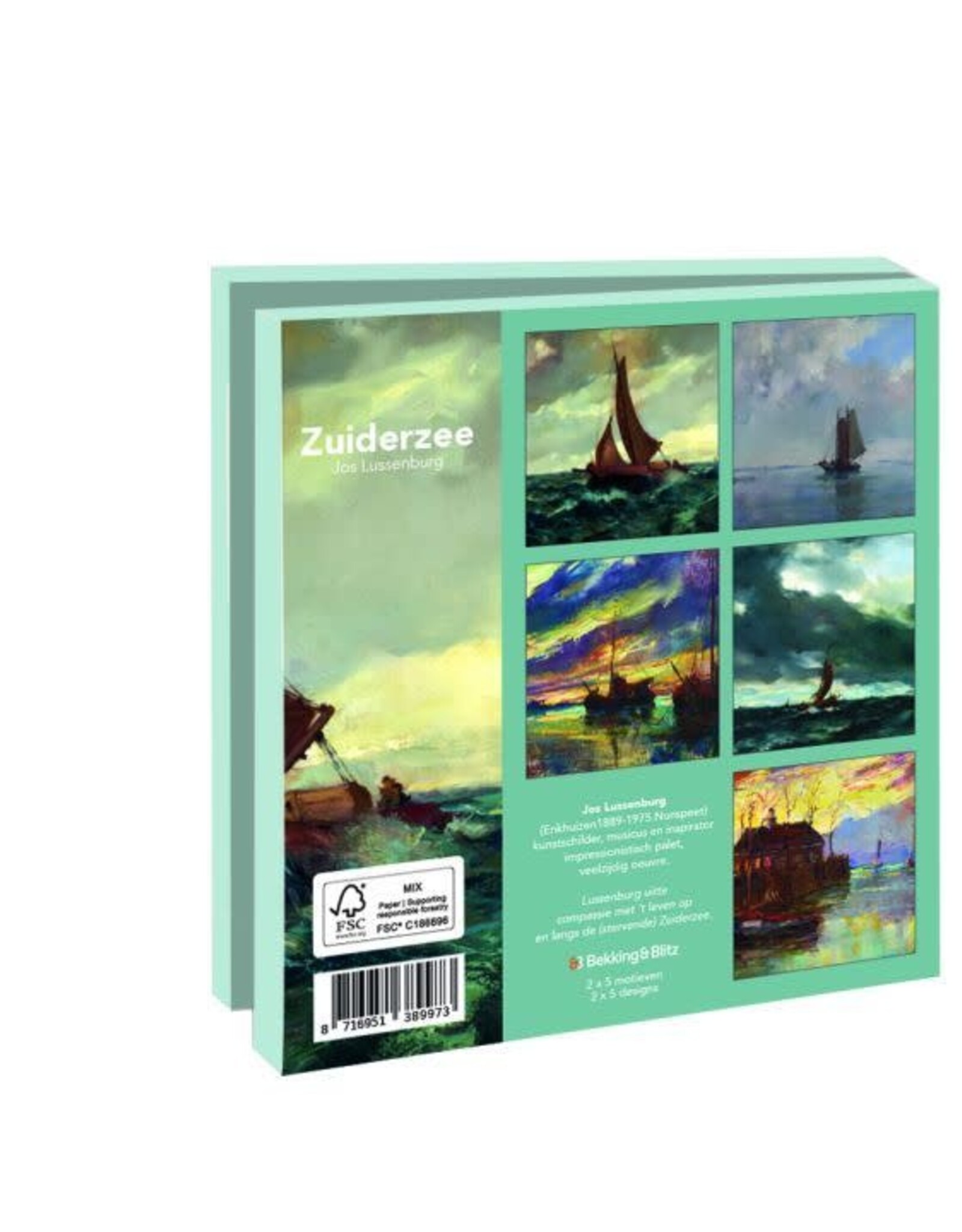 Kaartenmapje met env, vierkant: Zuiderzee, Jos Lussenburg