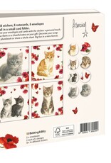 Kaartenmapje met env, vierkant: Kittens & Poppies