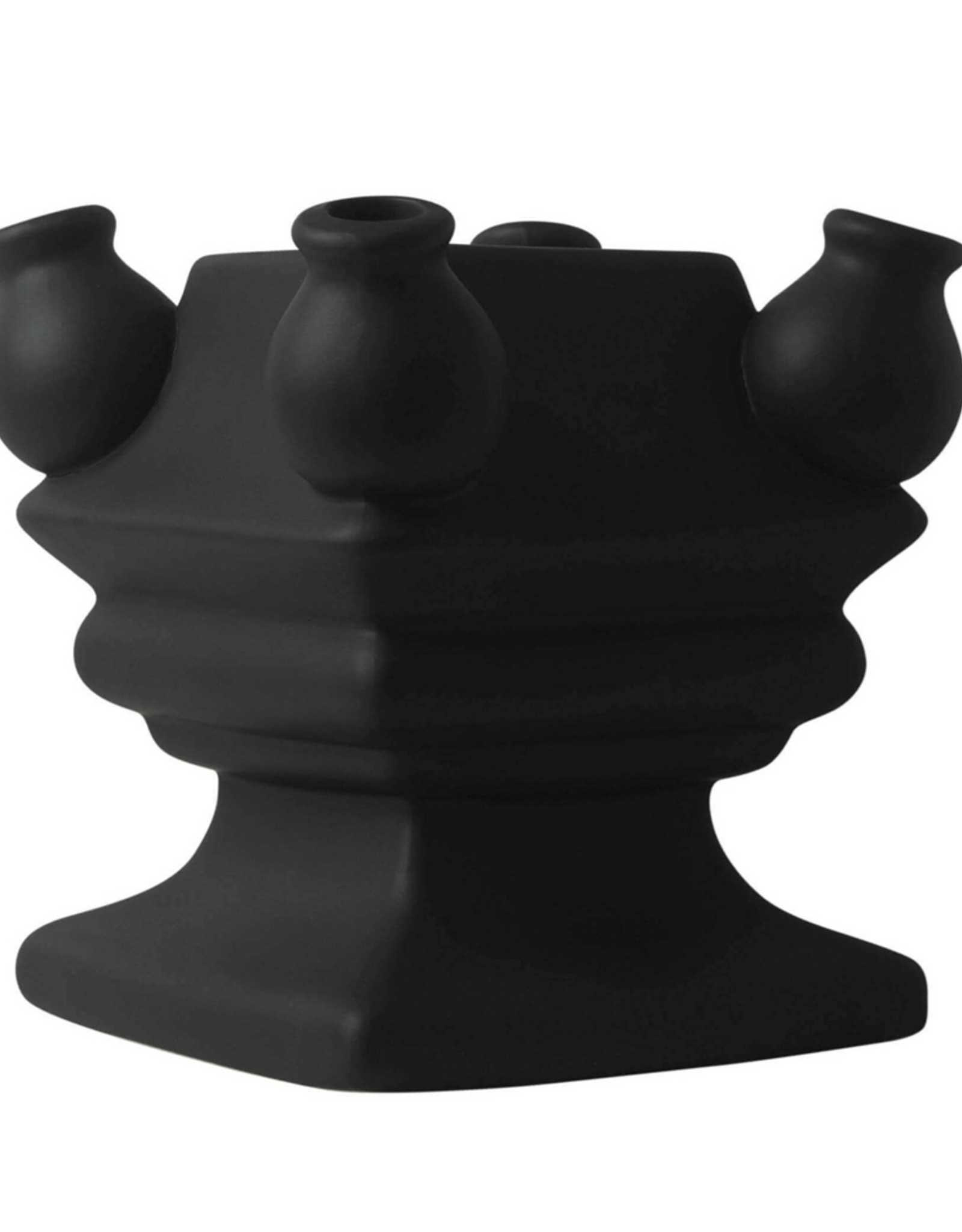 Heinen Delfts Blauw Tulpenvaas Stapelgekte Zwart mat Bodem 17cm - Heinen Delfts Blauw