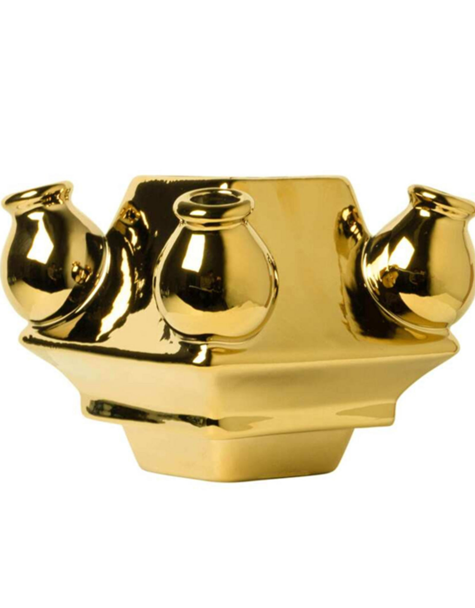 Heinen Delfts Blauw Tulpenvaas Stapelgekte Goud Midden 10cm - Heinen Delfts Blauw