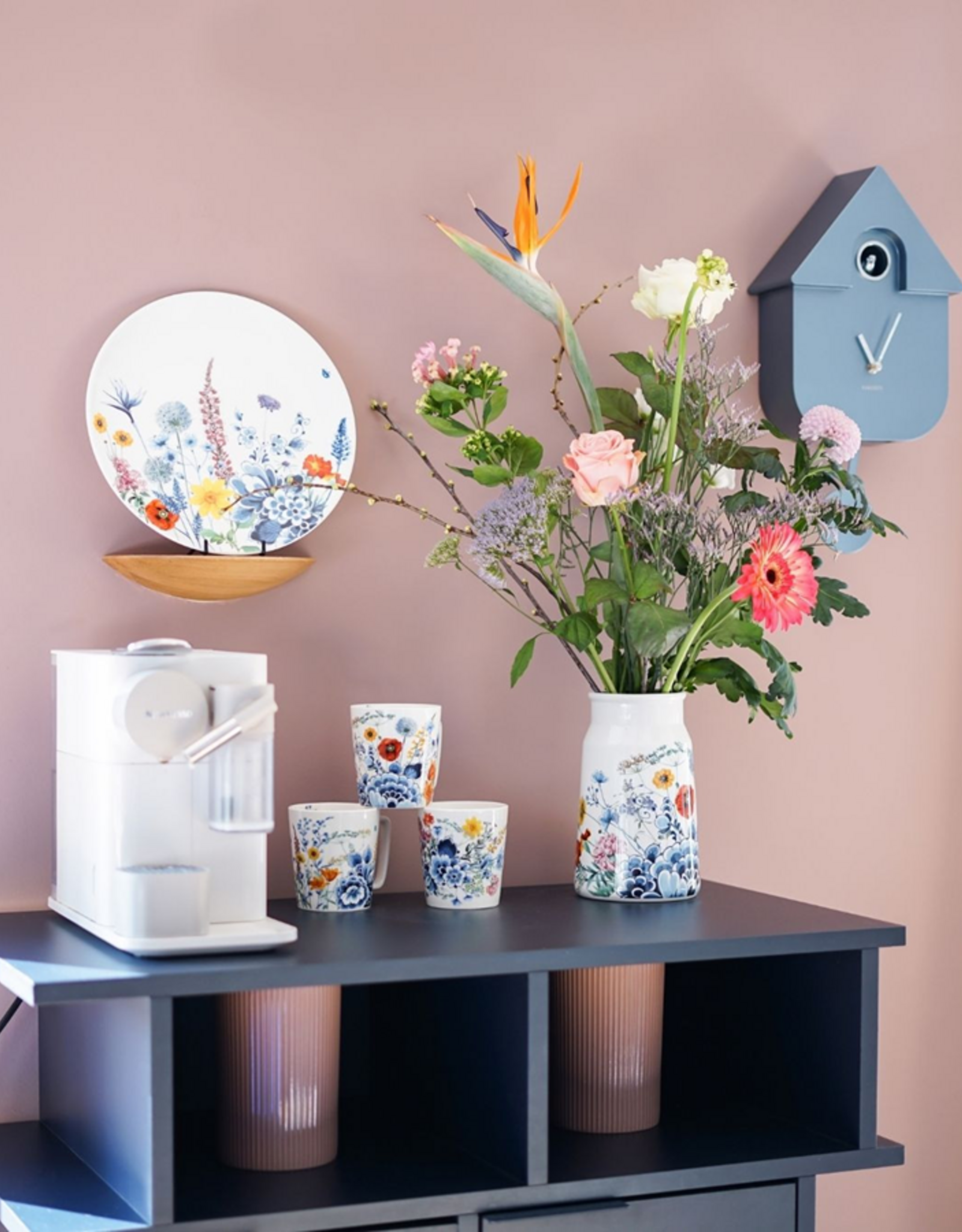 Heinen Delfts Blauw Theemok Wildbloemen "Flower Garden" 300ml - Heinen Delfts Blauw