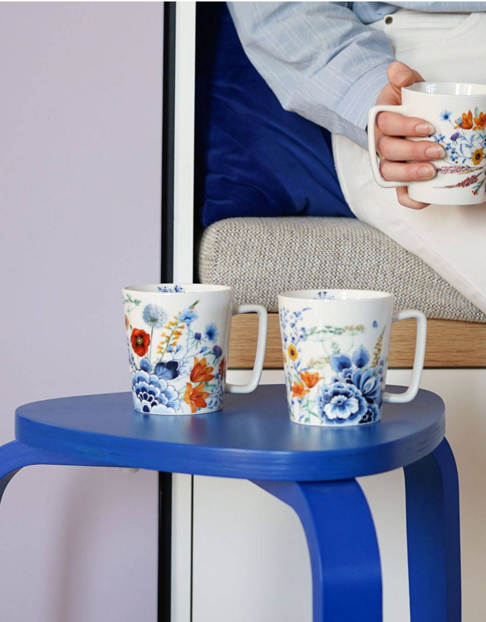 Heinen Delfts Blauw Theemok Wildbloemen "Oasis" 300ml - Heinen Delfts Blauw