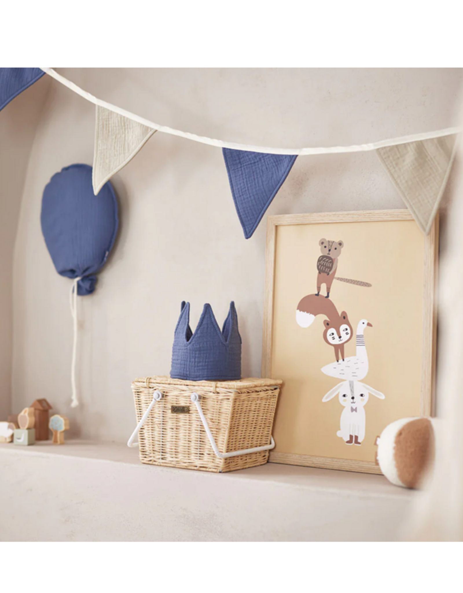 Jollein Vlaggenlijn 200x17cm Jeans Blue/Olive green - Jollein