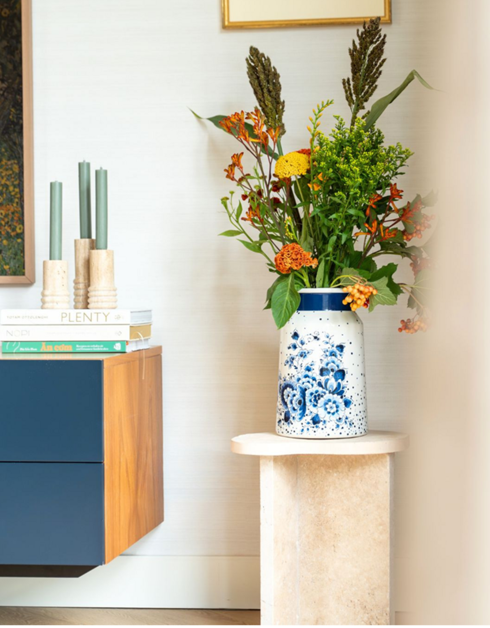 Heinen Delfts Blauw Melkbus Vaas Blauwe Stip 30cm - Heinen Delfts Blauw