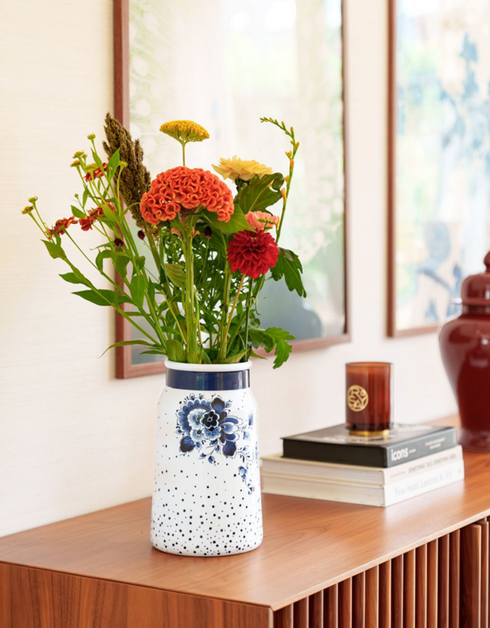 Heinen Delfts Blauw Melkbus Vaas Blauwe Stip 25,5cm - Heinen Delfts Blauw