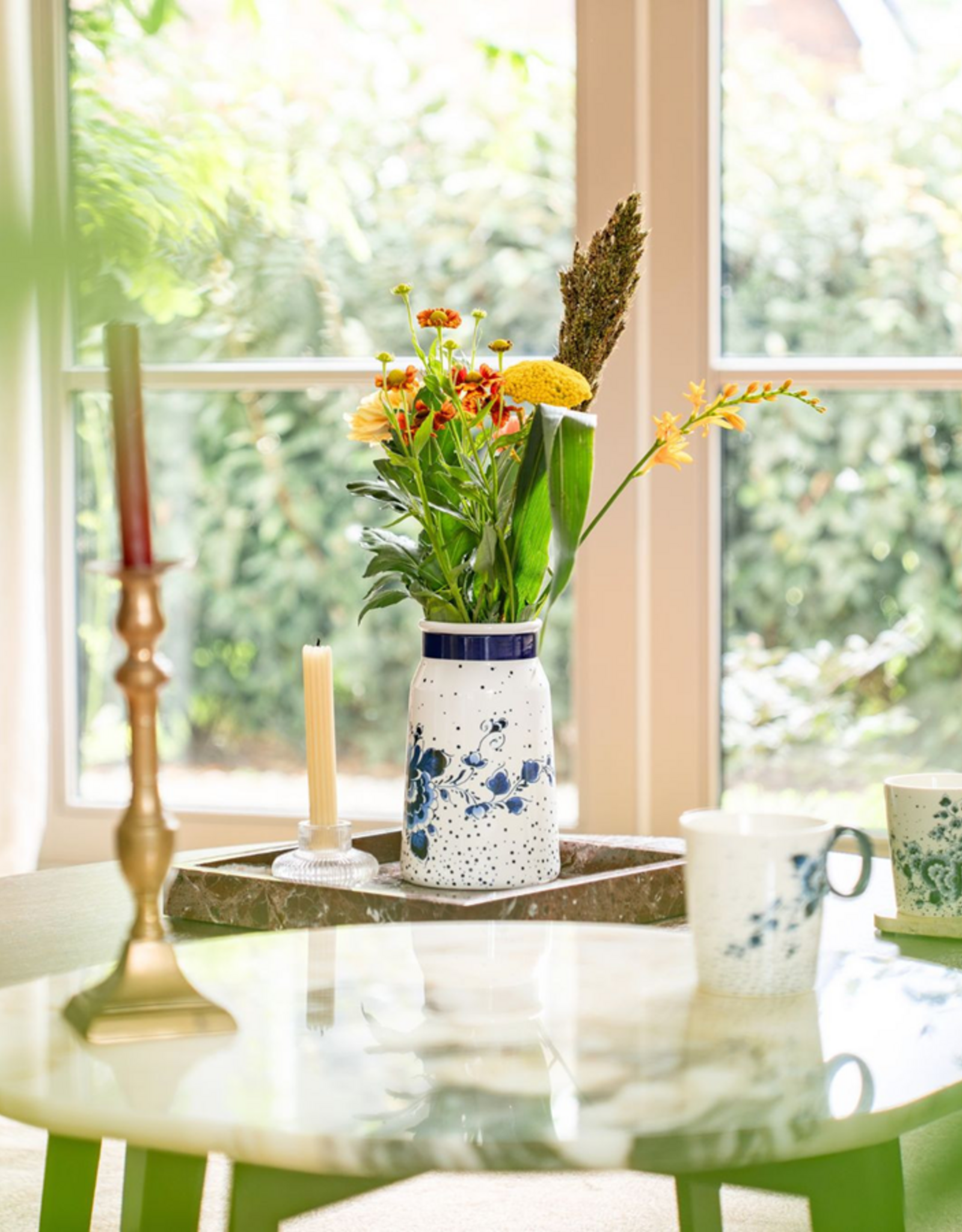 Heinen Delfts Blauw Melkbus Vaas Blauwe Stip 20,5cm - Heinen Delfts Blauw