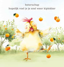 Beterschap Hopelijk voel je je snel weer kiplekker - Wenskaart Mooz