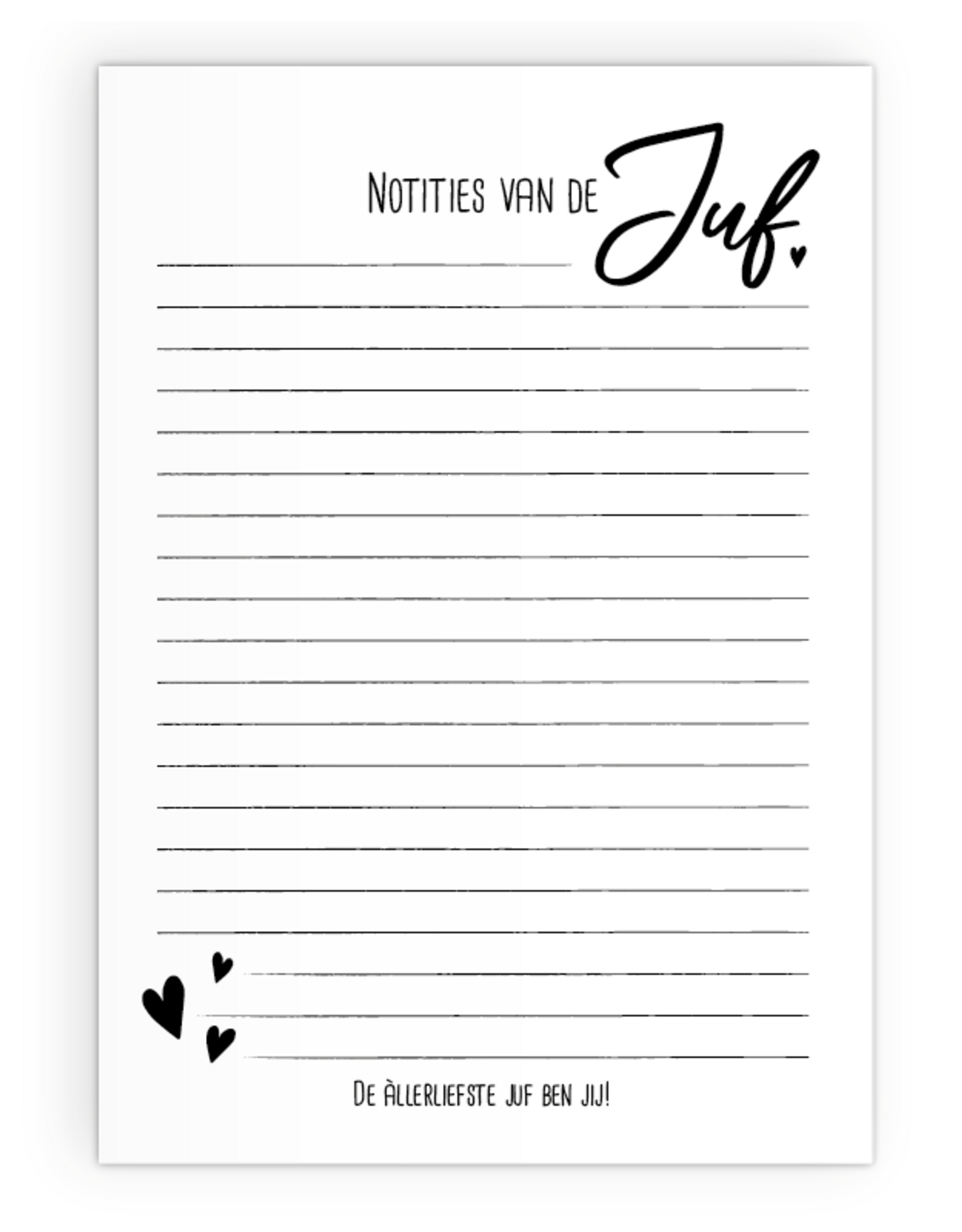 Notitieblok A5 "Notities van de juf"